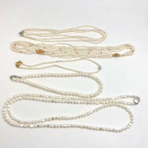 「淡水パールネックレスおまとめ」a 約205g 真珠 ケシ バロック ベビー pearl Pearl necklace jewelry silver DA0の画像2