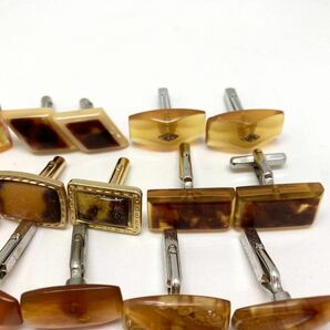 「琥珀・鼈甲カフスおまとめ」a約112.0g コハク こはく アンバー べっ甲 べっこう amber カフス cuffs accessory jewelry CE0 の画像5