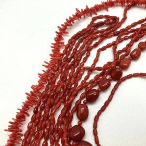 ［珊瑚アクセサリーパーツおまとめ］a 重量約128g 両穴 ネックレス necklace coral parts コーラル サンゴ 赤 CE0の画像3