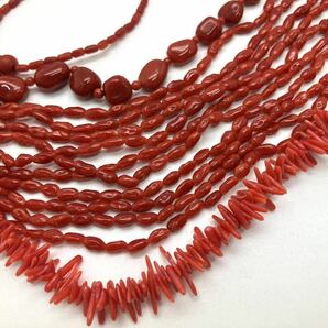 ［珊瑚アクセサリーパーツおまとめ］a 重量約128g 両穴 ネックレス necklace coral parts コーラル サンゴ 赤 CE0の画像4