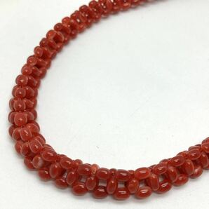 パール付き!!［珊瑚ネックレス5点おまとめ］a 重量約126g サンゴ さんご Perl necklace coral コーラル 赤 桃色 丸玉 白 silver DB0の画像4