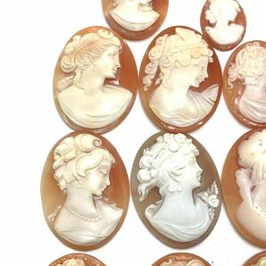 ［シェルカメオ11点おまとめ］a ◎152.5ct 重量約30.5g 裸石 ジュエリー jewelry shell cameo CAMEO 貴婦人 ブローチ サイン 彫刻 ミニ DA3の画像3