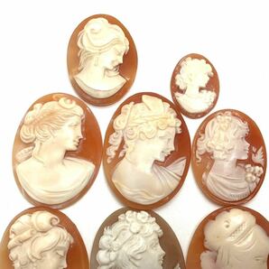 ［シェルカメオ11点おまとめ］a ◎152.5ct 重量約30.5g 裸石 ジュエリー jewelry shell cameo CAMEO 貴婦人 ブローチ サイン 彫刻 ミニ DA3の画像4