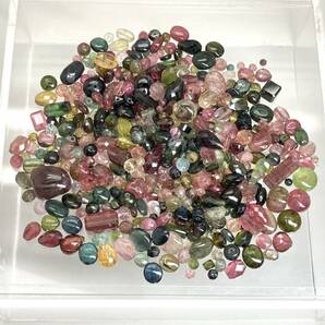 500ct［マルチカラートルマリンおまとめ］m 重量約100g ルース tourmaline green pink parts 両穴 バイカラー jewelry ジュエリー CE0 の画像5