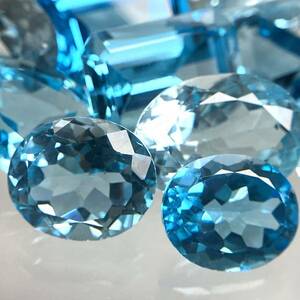 ［天然ブルートパーズおまとめ 200ct］m 重量約40g ルース 裸石 宝石 ジュエリー jewelry blue topaz DI0