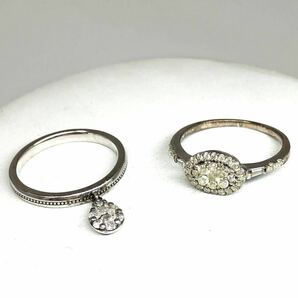 ［ダイヤモンドリング8点おまとめ］m 約22.5g リング silver 925 指輪 シルバーアクセサリー diamond 0.40 0.01 0.02 0.08 ete CE0の画像2