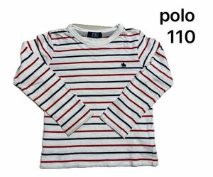 【送料無料】ポロ　長袖Tシャツ　ボーダー　サイズ110 綿100% 匿名配送