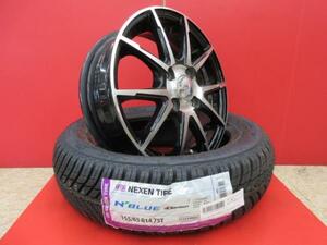 Weds STRANGER 14x4.5J+45 4H-100 中古4本＆NEXEN N,blue4season 155/65R14 新品4本セット トコット ワゴンRスマイル N-BOX 等に 鴻巣