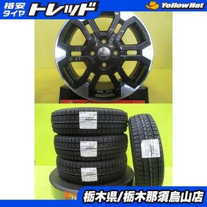 165/65R15 タフト 新品冬タイヤ ブリヂストン VRX2 22年製 中古美品アルミ ダイハツ純正 4.5J 4/100 +45 ガンメタポリッシュ