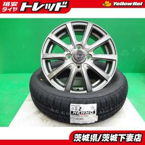 軽自動車サイズ 中古ホイール 新品タイヤセット ブリヂストン NEWNO 155/65R14 クレールDG10 4.5J +43 4H100 4本 組込発送