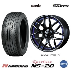 取寄せ品 WEDS ウェッズスポーツSA-27R BLC2 7.5J+45 5H-100 ナンカン NS-20 21年 215/40R18インチ 50系 プリウスPHV 86 BRZ カローラ