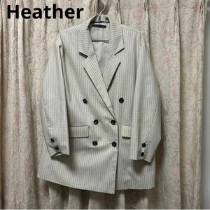 Heather ヘザー　テーラードジャケット　アイボリー　ベージュ　フリーサイズ チェック柄