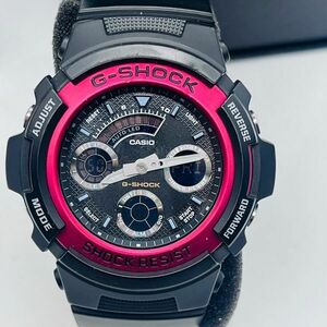 CASIO G-SHOCK AW-591-4A カシオ Gショック 黒×赤 クォーツ アナデジ デジアナ デジタル 腕時計 中古 箱付 稼働品 #14