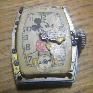 Ingersoll Mickey Mouse Watch インガソル ミッキーマウス 1930年代 激レアー 樽型 機械式手巻き スモールセコンド 元気に稼働 の画像3