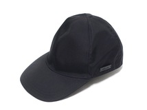 超美品 プラダ レザーパッチ付 ナイロン キャップ 帽子 ブラック M 男女兼用 2HC274 PRADA_画像2