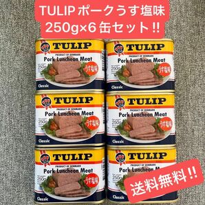 送料無料　チューリップポーク うす塩味 スパム　ポークランチョンミート　6缶 TULIP