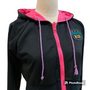 ジップショートロゴパーカー リバーシブル 長袖 フーディー 配色 カラフル スポーティ トップス