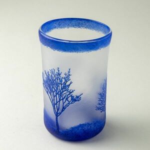 アウトレット ギヤマン グラス ガラス タンブラー 青 ブルー コップ ■int690996
