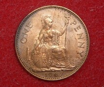 おたから　④ロイヤルミント　１ペニー　英国　エリザベス女王　１９６７年　希少銅貨_画像3