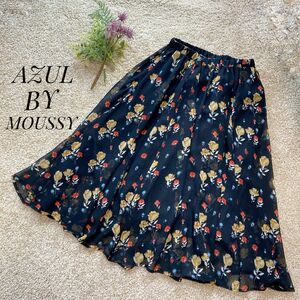 AZUL BY MOUSSY アズール バイ マウジー フラワー 花柄 総柄 スカート ウエストゴム 裏地付