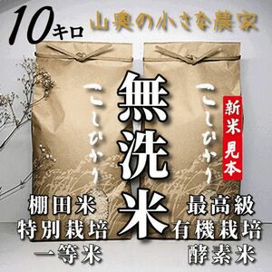 【希少】コシヒカリ　酵素米　玄米１０ｋｇ「無洗米に精米」令和５年新米　棚田米　無洗米　ミルキークィーン　ミルキークイーン　つや姫