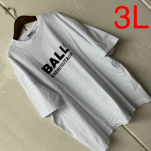 3LサイズメンズBALLプリント半袖Tシャツ白