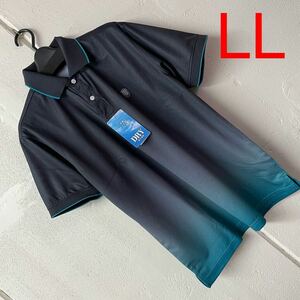 LL size men's speed . material polo-shirt with short sleeves black gradation 