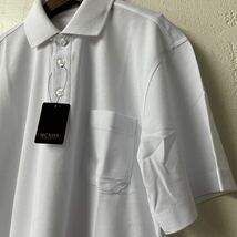 Lサイズメンズ胸ポケット半袖ポロシャツ白_画像2