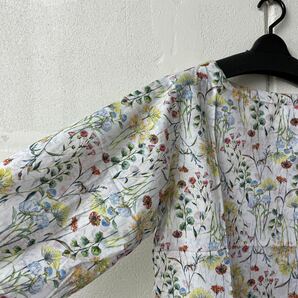 Lサイズ日本製綿100%綺麗な花柄プリント七分袖カットソーの画像6
