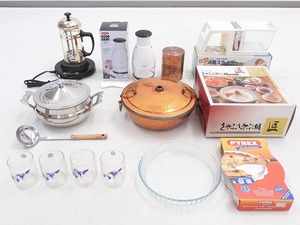 2404-0086*. city / Pyrex other / pie plate / shabu-shabu nabe / slicer / tea caddy etc. /12 points collection / box attaching ./ cookware / various / together ( packing size 120)