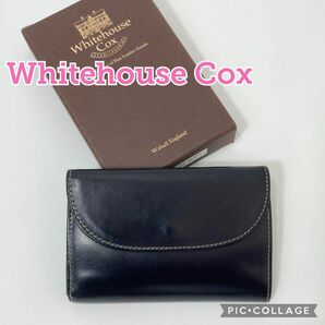 ◆美品【WhitehouseCox／ホワイトハウスコックス】3FOLD WALLET、三つ折り財布、S7660、ネイビー、紺色