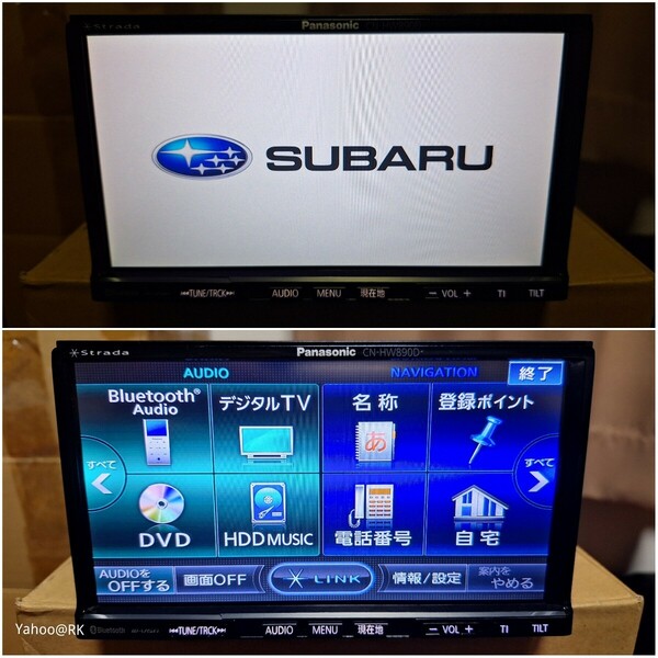 スバル 純正HDDナビ 型式 CN-HW890DFA Panasonic ストラーダ DVD再生 Bluetooth テレビ フルセグ SDカード iPod CD録音HDD再生