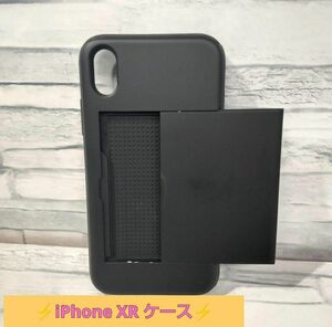 iPhone XR 6.1インチ カードケース 黒 落下防止 スマホケース iPhone