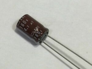 GK.コンデンサ－　日本ケミコン　160V　　4.7μＦ 　 未使用　10個　 直径0.8×1.2㎝　 2F4A　1-3