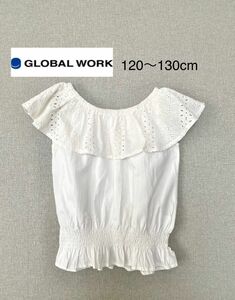 グローバルワーク　GLOBAL WORK 半袖　フリル　　子供服　トップス　120〜130cm 　白　 ブラウス　 カットソー　