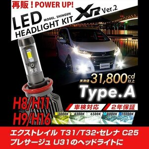 改良版!! LED 信玄 XR H11 エクストレイル T31 T32 セレナ C25 プレサージュ U31 後期に 配光調整無し簡単取付 車検対応 2年保証 12V 24V