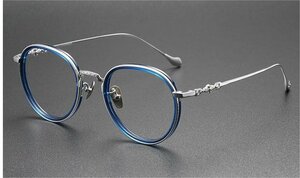 高級メガネ★フルリムメガネ 金属 チタン レンズ交換可能 度数なし 伊達メガネ 男女兼用