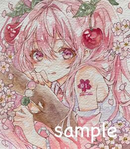 Art hand Auction Ilustración dibujada a mano *Sakura Miku*Imagen original*Shikishi, historietas, productos de anime, ilustración dibujada a mano