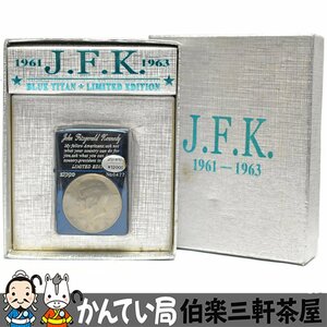 ZIPPO【ジッポ】ジョン・F・ケネディ　ブルーチタン　コイン　リミテッドエディション　2000年製　着火未確認　現状販売【中古】