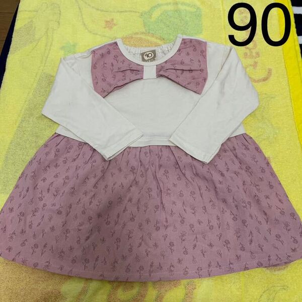 UZULAND ウズランド リボン 小花柄 ピンク ワンピース チュニック 90