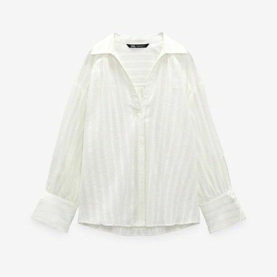 ZARA　ザラ　羽織シャツ　リボン 