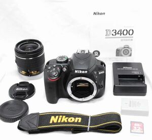 【新品同様の超美品 856ショット・SDカード付き】Nikon ニコン D3400 AF-P 18-55mm VR