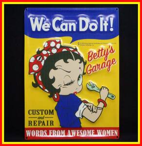 李9624 中古 金属製 看板 BETTY BOOP ベティ ブープ We Can Do It! ベティーズ ガレージ