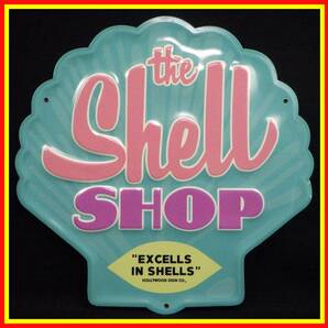 李9621 訳有 中古 金属製 看板 the Shell SHOP シェルの画像1