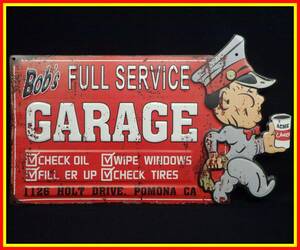 李9623 中古 金属製 看板 “Bob's FULL SERVICE GARAGE”