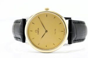 445　OMEGA De Vill QZ　　Cal.1378 Ref.195.2378　　オメガ デビル ラウンド ゴールド文字盤 クォーツ メンズ 腕時計