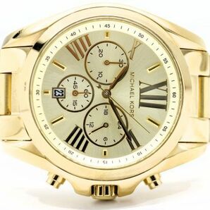 452 MICHAEL KORS CHRONOGRAPH QZ  MK-5605  マイケルコース クロノグラフ ゴールドカラー クォーツ メンズ 腕時計 純正ブレス 箱 説の画像3