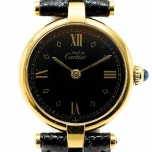 456 must de Cartier VERMEIL ARGENT 925 QZ 590004 カルティエ マストヴァンドーム ヴェルメイユ ブラック文字盤 クォーツ 腕時計の画像2