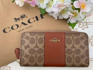 COACH シグネチャー ブラウン ライン 茶色