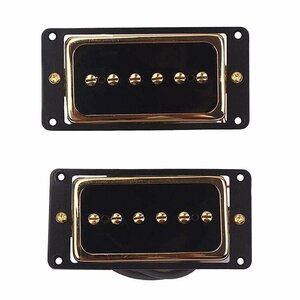 Alnico 5 ハムバッカー ピックアップ前後セット P90 エレキギター レスポール sg 改造 修理 カスタム ゴールド Bridge Neck S